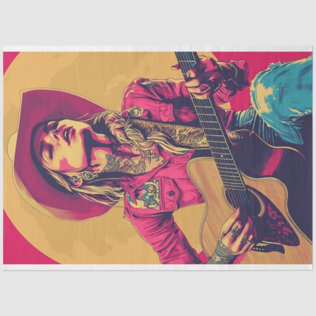 Papier Mousseline Poster classique Decoupage Nashville Girl Guitaris (Recto)