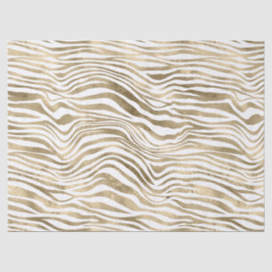 Papier Mousseline Poster de animal blanc Glam Gold Zebra