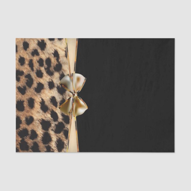 Papier Mousseline Poster de animal Cheetah Leopard Black & Gold Bow (Recto)