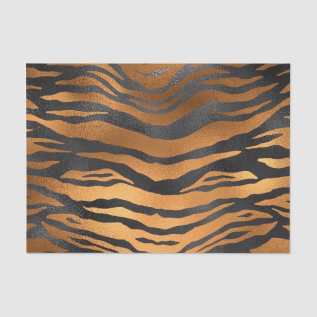 Papier Mousseline Poster de animal de rayures de tigre Brown noir gl (Recto)