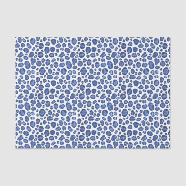 Papier Mousseline Poster de animal Leopard Bleu Et Blanc Peint À La  (Recto)