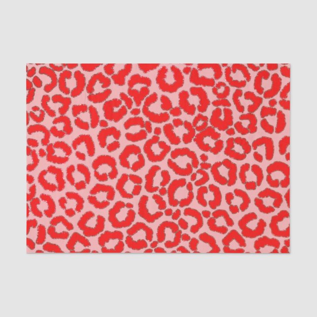 Papier Mousseline Poster de animal léopard rouge moderne (Recto)