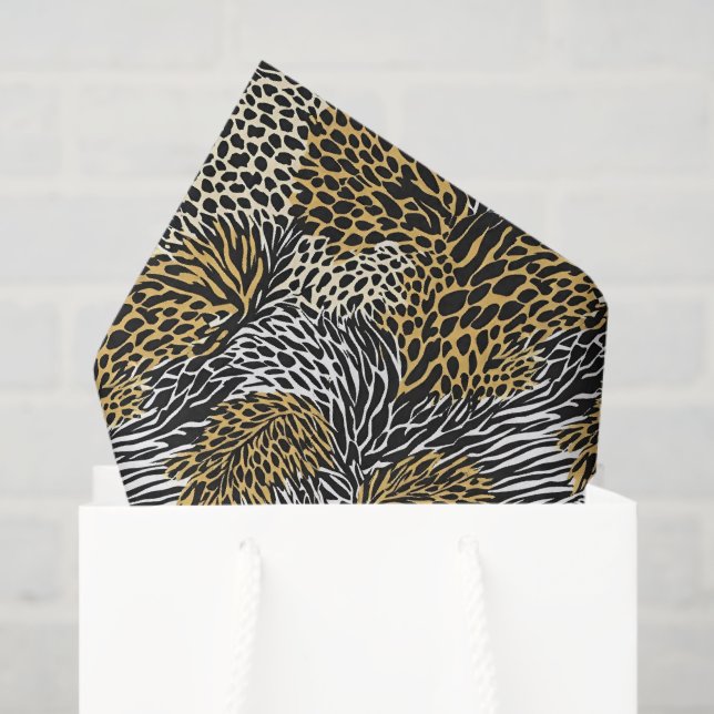 Papier Mousseline Poster de animal mixte Zebra Leopard Tiger Impress (Sac cadeau)