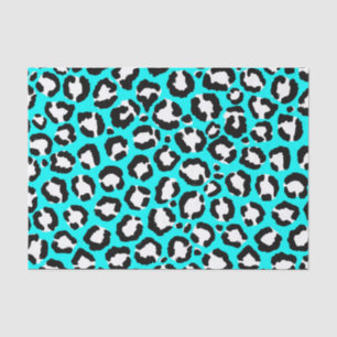 Papier Mousseline Poster de animal moderne Cyan Blue Leopard