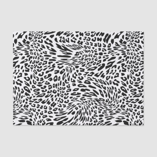 Papier Mousseline Poster de animal noir et blanc de léopard (Recto)