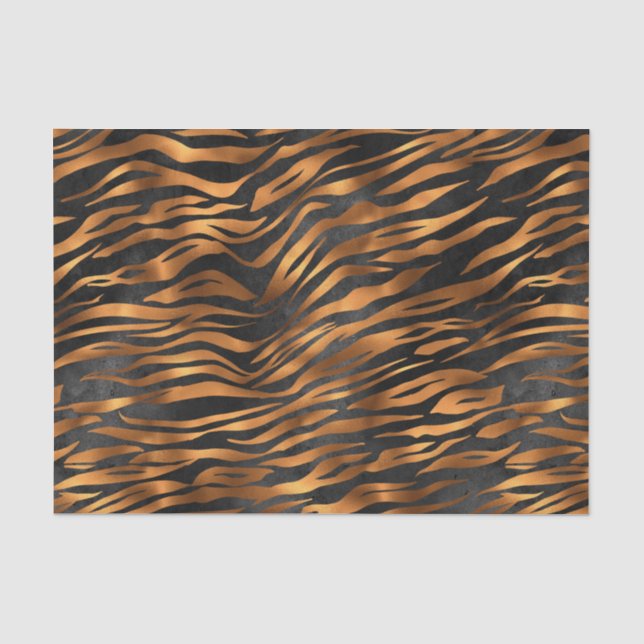 Papier Mousseline Poster de animal noir Tiger en cuivre (Recto)