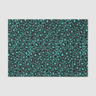 Papier Mousseline Poster de animal turquoise et noir de léopard