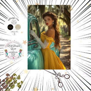 Papier Mousseline Poster de Decoupage et photo de la Dame à la mode