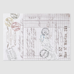 Papier Mousseline Postmark Facture de script français Paris Découpag