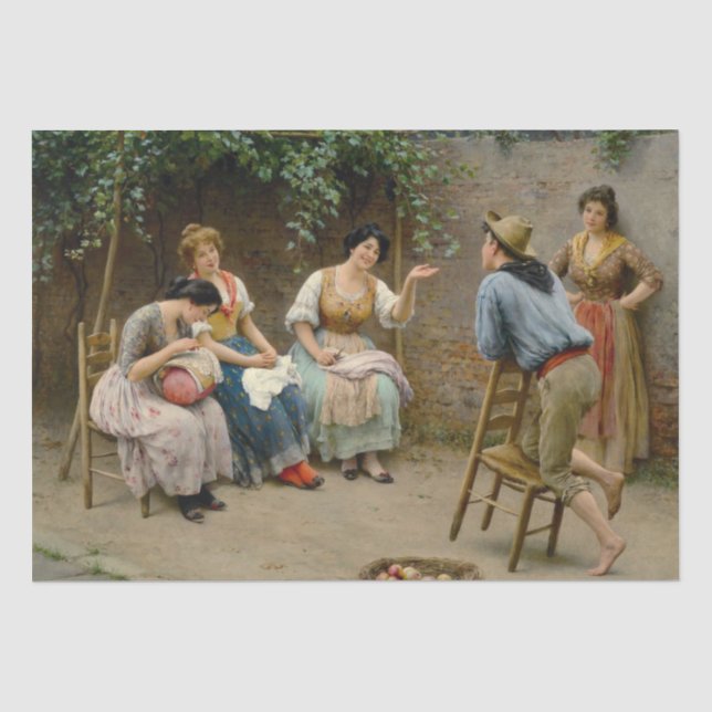 Papier Mousseline Potins dans le jardin (Scène italienne) (Recto)
