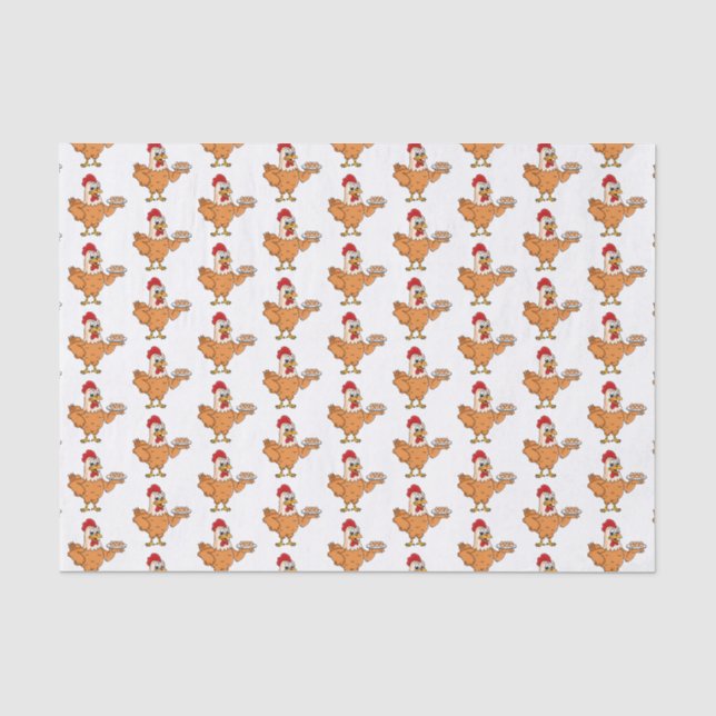 Papier Mousseline Poulet avec oeufs sur plaque de dessin animé (Recto)