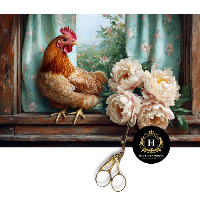 Papier Mousseline Poulet Rustique Peoné Blanc Rideaux Découpage (Créateur téléchargé)