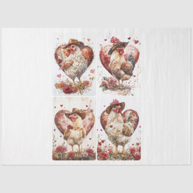 Papier Mousseline Poulets rustiques Valentine (Recto)