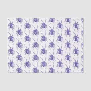 Papier Mousseline Poulpe stylisé vintage aux bras écartés #2 Bleu