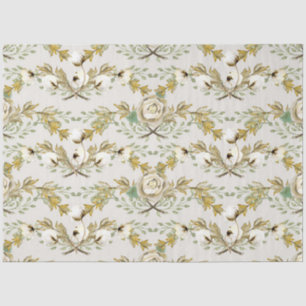 Papier Mousseline Poupée de coton Vintage de feuillage floral de mou