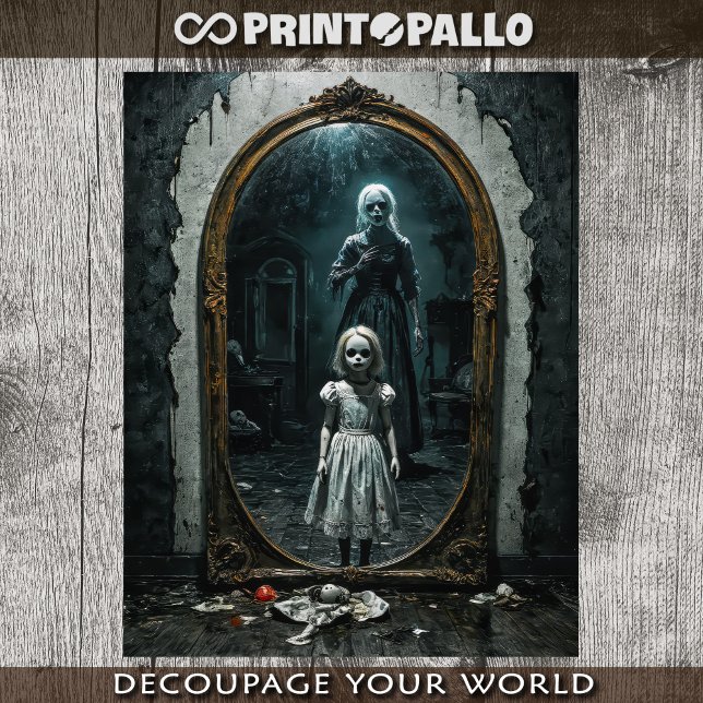 Papier Mousseline Poupée gothique maudite sortant d'un miroir (Créateur téléchargé)