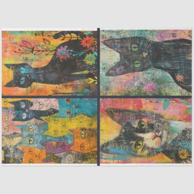 Papier Mousseline Pour l'artiste Chat Thème Junk Journal Arrière - p (Recto)