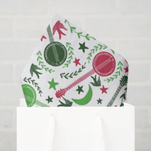 Papier Mousseline Pour les joueurs de banjo Noël Folk Art Motif