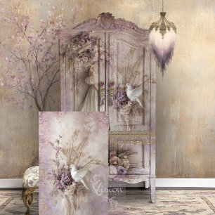 Papier Mousseline Pousse de Lilas Colombe & Fleur Romantique Rustiqu