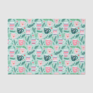 Papier Mousseline Poussettes de Noël rose et vert