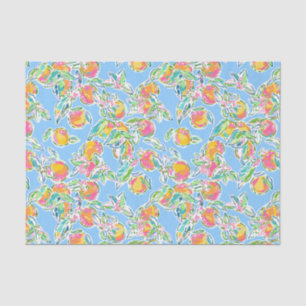 Papier Mousseline Preppy Palm Beach Imprimer Pastel Oranges