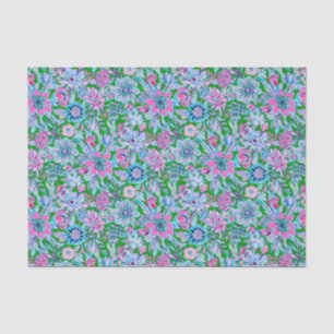 Papier Mousseline Preppy Palm Beach Imprimer rose et vert Fleurs