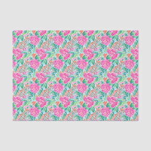 Papier Mousseline Preppy Palm Beach Imprimer Tigres rose et vert