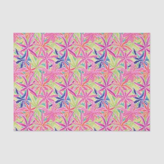 Papier Mousseline Preppy Palm Beach Motif de fleurs tropicales (Recto)