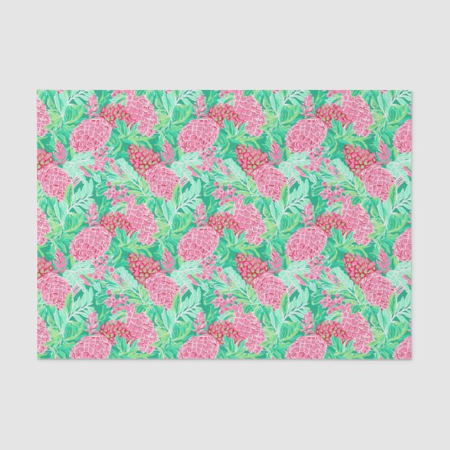 Papier Mousseline Preppy Palm Beach Motif de fleurs tropicales (Recto)