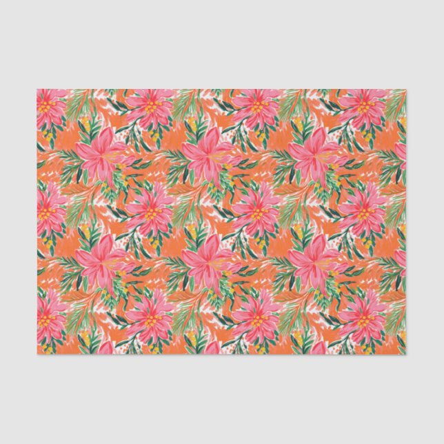 Papier Mousseline Preppy Palm Beach Motif de fleurs tropicales (Recto)