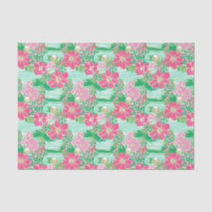 Papier Mousseline Preppy Palm Beach Motif de fleurs tropicales