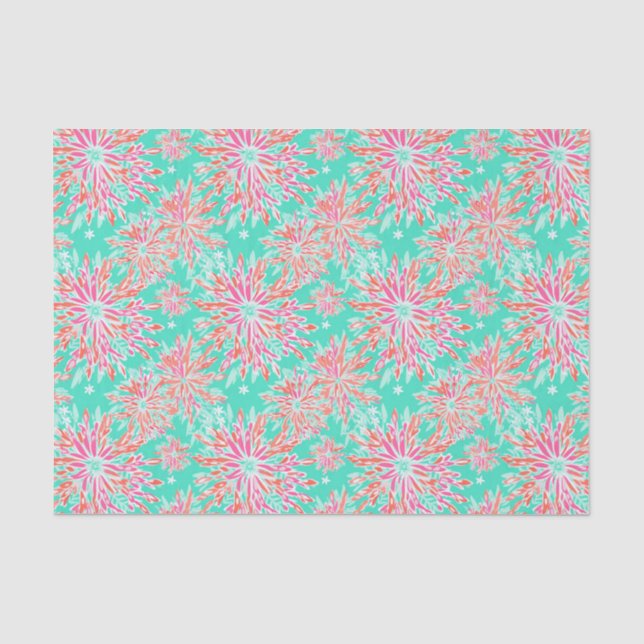Papier Mousseline Preppy Palm Beach Motif de fleurs tropicales (Recto)