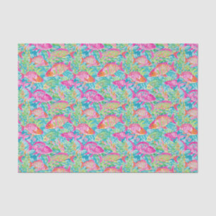 Papier Mousseline Preppy Palm Beach Motif de poissons tropicaux