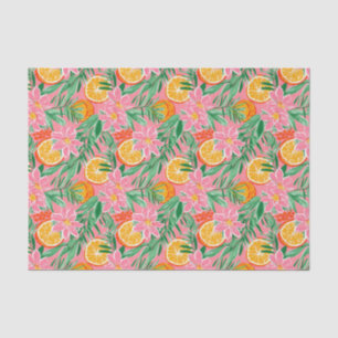 Papier Mousseline Preppy Palm Beach Motif tropical Oranges