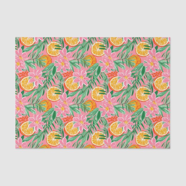 Papier Mousseline Preppy Palm Beach Motif tropical Oranges (Recto)