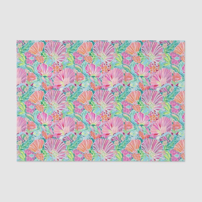 Papier Mousseline Preppy Palm Beach Ocean Shell Motif (Recto)