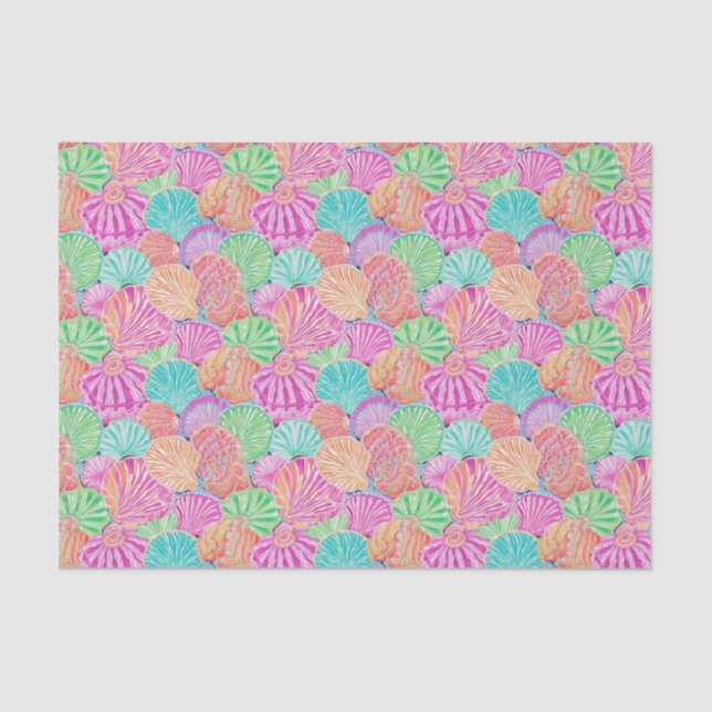 Papier Mousseline Preppy Palm Beach Ocean Shell Motif (Recto)