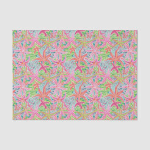 Papier Mousseline Preppy Palm Beach Tropical Starfish Motif
