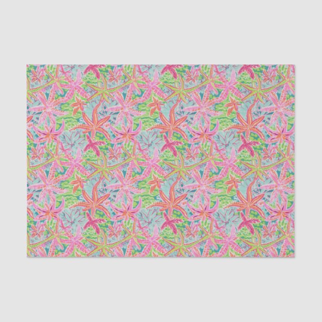 Papier Mousseline Preppy Palm Beach Tropical Starfish Motif (Recto)