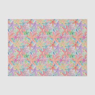 Papier Mousseline Preppy Palm Beach Tropical Starfish Motif