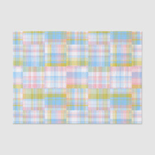 Papier Mousseline Preppy Patchwork Look Madras Pastel