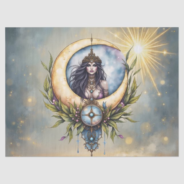 Papier Mousseline Prêtresse de la Lune – Gardienne de l'Équilibre Cé (Recto)