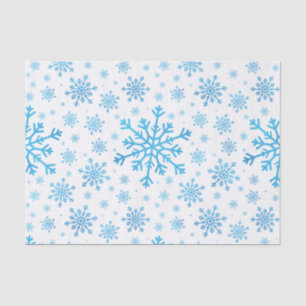 Papier Mousseline Pretty Blue Christmas Snowflakes sur Winter White