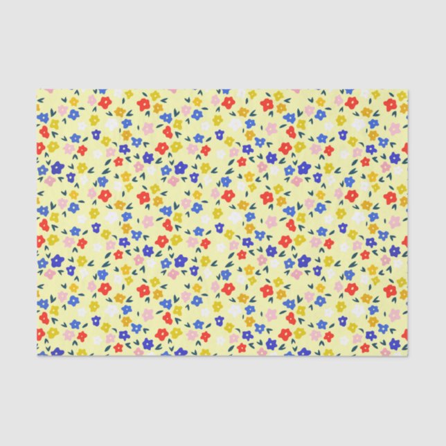 Papier Mousseline Pretty Dainty Cute Floral on Pastel Yellow (Recto)