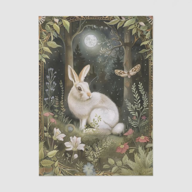 Papier Mousseline Pretty Rabbit in the Moonlight Illustration (Recto)