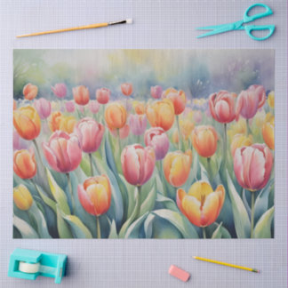 Papier Mousseline Pretty spring tulips