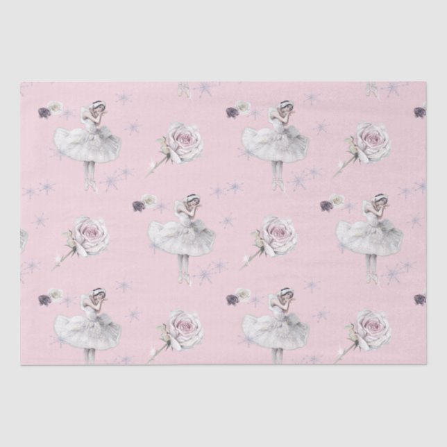 Papier Mousseline Prima Ballerina Swan et Roses (Recto)