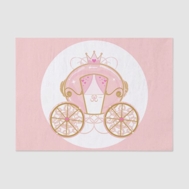 Papier Mousseline Princess Royal Carriage Pink & Gold fête d'anniver (Recto)