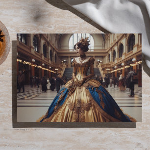 Papier Mousseline Princesse dorée Steampunk Victorien Decoupage