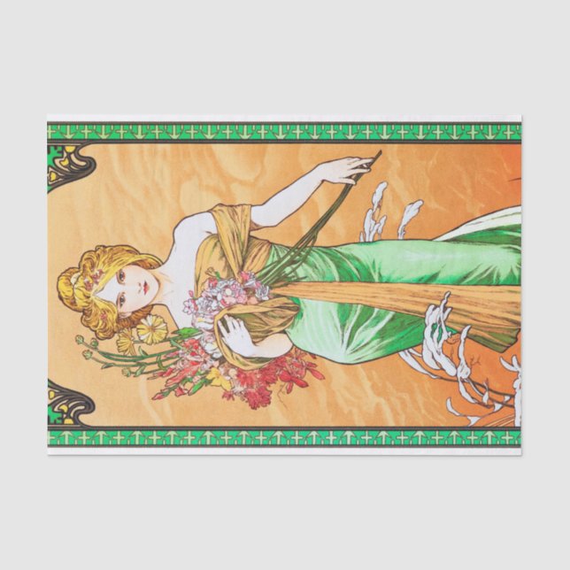 Papier Mousseline Printemps, Alphonse Mucha (Recto)